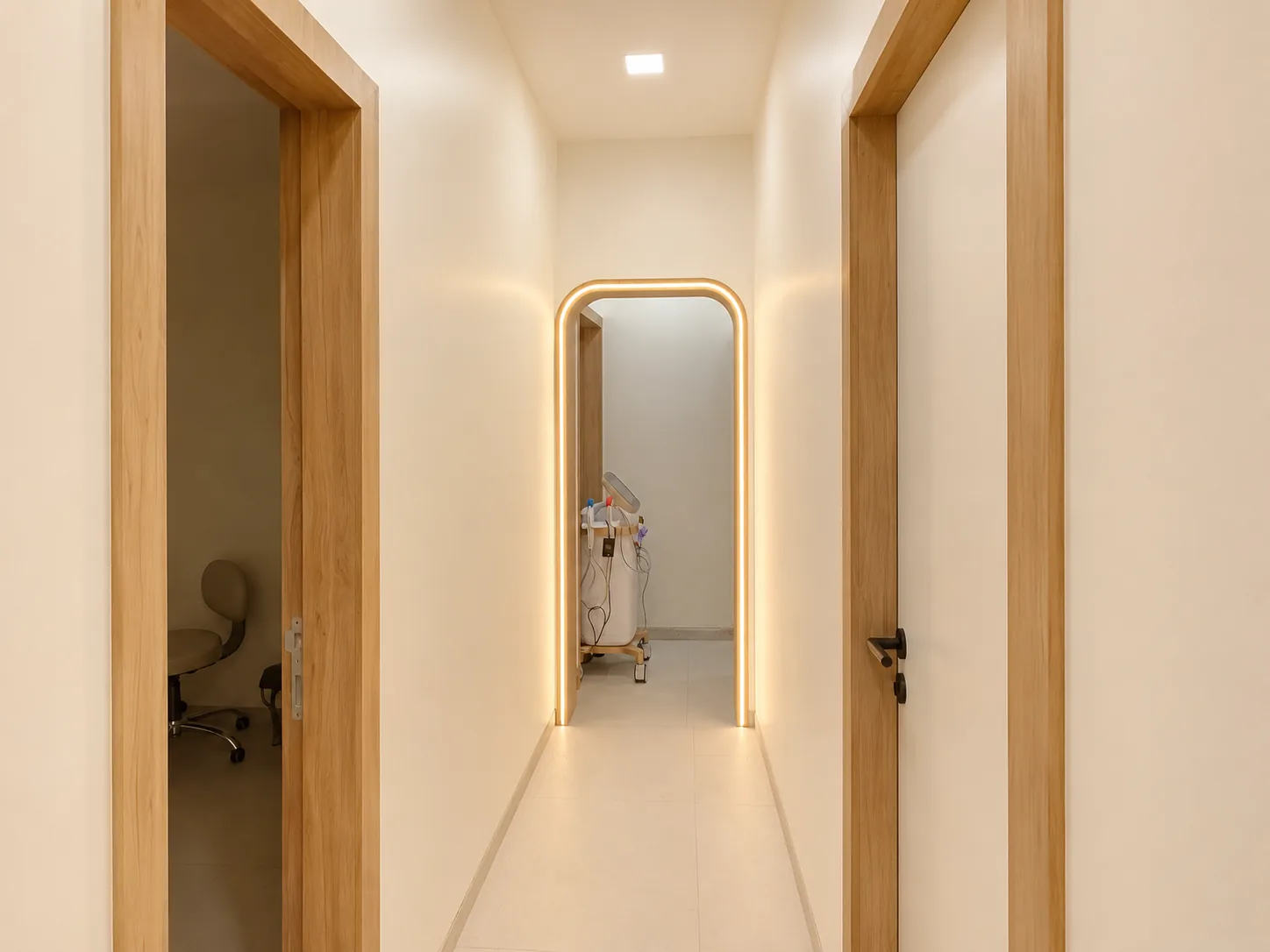 AI Aesthetics Jaipur Pricing — Waiting area and skincare product display at AI Aesthetics, Jaipur